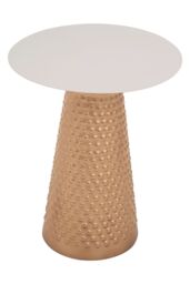 Orsina White Top Gold Base Side Table, Gold Finished Bedside Table for Home, Office, Lounge, Sofa - thumbnail 2