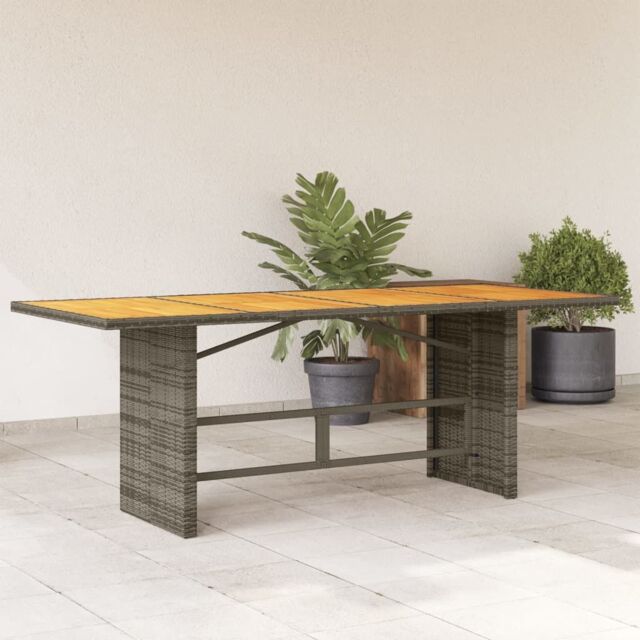 Berkfield Home Garden Table with Acacia Wood Top Grey 190x80x74 cm Poly Rattan - Size: 190 x 80 x 74 cm - image 1