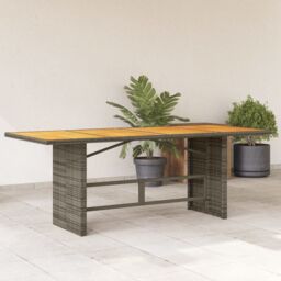 Berkfield Home Garden Table with Acacia Wood Top Grey 190x80x74 cm Poly Rattan - Size: 190 x 80 x 74 cm - thumbnail 1
