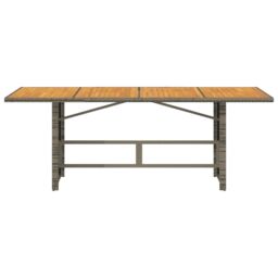 Berkfield Home Garden Table with Acacia Wood Top Grey 190x80x74 cm Poly Rattan - Size: 190 x 80 x 74 cm - thumbnail 6