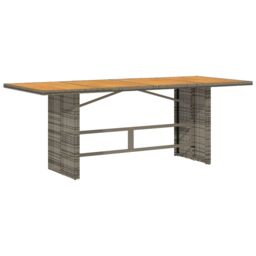 Berkfield Home Garden Table with Acacia Wood Top Grey 190x80x74 cm Poly Rattan - Size: 190 x 80 x 74 cm - thumbnail 2