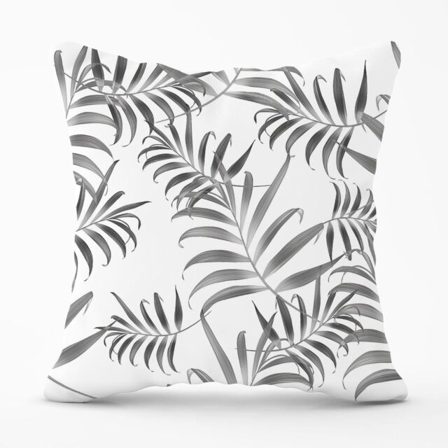 Warren Reed - Designer Hawaiian Style Palm Leaves Outdoor Cushion in Grey - Size: 60 cm x 60 cm - image 1