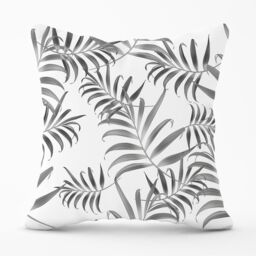 Warren Reed - Designer Hawaiian Style Palm Leaves Outdoor Cushion in Grey - Size: 60 cm x 60 cm - thumbnail 1