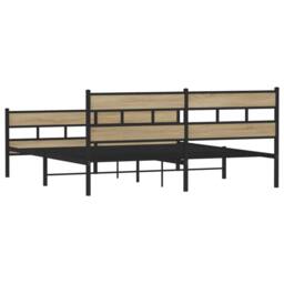 Berkfield Home Metal Bed Frame without Mattress Sonoma Oak 180x200 cm Super King in Light Brown - thumbnail 6
