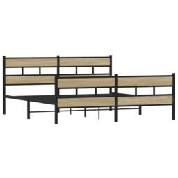 Berkfield Home Metal Bed Frame without Mattress Sonoma Oak 180x200 cm Super King in Light Brown - thumbnail 3
