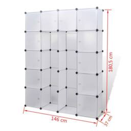 Berkfield Home Modular Cabinet 14 Compartments White 37x146x180.5 cm - thumbnail 6