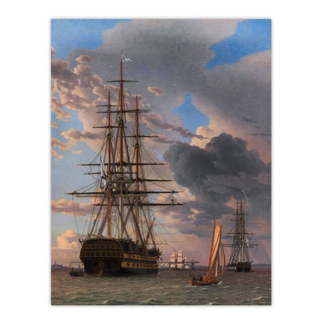 "Artery8 CW Eckersberg The Russian Liner Asow & a Frigate Wall Art Print - Size: W12"" x H16""" - image 1