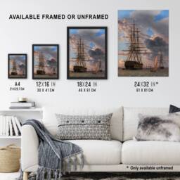 "Artery8 CW Eckersberg The Russian Liner Asow & a Frigate Wall Art Print - Size: W12"" x H16""" - thumbnail 3