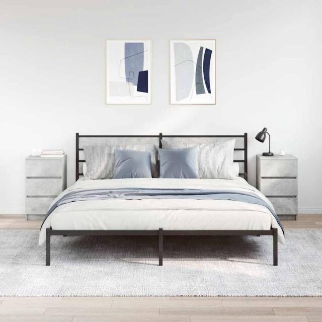 Berkfield Home Durable Bedside Cabinets with 3 Drawers 2 pcs Concrete Grey 39x35 - image 1