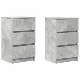 Berkfield Home Durable Bedside Cabinets with 3 Drawers 2 pcs Concrete Grey 39x35 - thumbnail 3