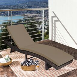 Gymax Patio Adjustable Rattan Chaise Lounge Chair With 5 Backrest Positions in Grey - thumbnail 4