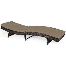 Gymax Patio Adjustable Rattan Chaise Lounge Chair With 5 Backrest Positions in Grey - thumbnail 8