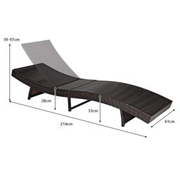 Gymax Patio Adjustable Rattan Chaise Lounge Chair With 5 Backrest Positions in Grey - thumbnail 2