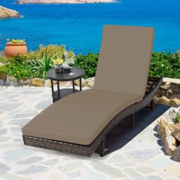 Gymax Patio Adjustable Rattan Chaise Lounge Chair With 5 Backrest Positions in Grey - thumbnail 6