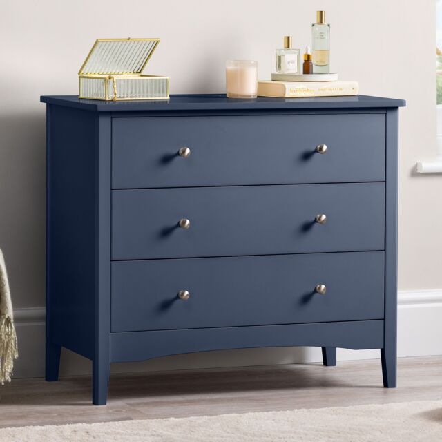 Christow Navy Chest of Drawers Modern 3 Drawer Bedroom Storage Unit Furniture Cabinet - image 1