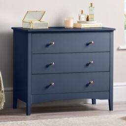 Christow Navy Chest of Drawers Modern 3 Drawer Bedroom Storage Unit Furniture Cabinet