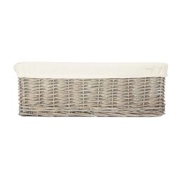 Red Hamper Wicker Grey Wash Lined Storage Tray in Mid Grey - Size: Large - thumbnail 4