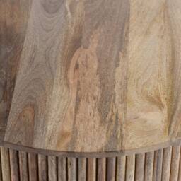 Jaipur Furniture Ltd Ribbed Round Coffee Table - Mango Wood - L80xW80xH40cm - Light Finish in Brown - thumbnail 3