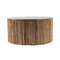 Jaipur Furniture Ltd Ribbed Round Coffee Table - Mango Wood - L80xW80xH40cm - Light Finish in Brown - thumbnail 2