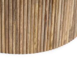 Jaipur Furniture Ltd Ribbed Round Coffee Table - Mango Wood - L80xW80xH40cm - Light Finish in Brown - thumbnail 5