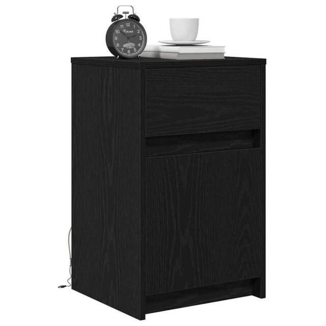 Berkfield Home Traditional Bedside Cabinet Black oak 38 x 34 x 61 cm Particle board - image 1