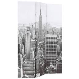 Berkfield Home White Folding Room Divider 120x170 cm New York by Day Black & White - thumbnail 3