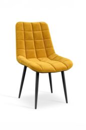 More4Homes Set of 2 Nova Modern Velvet Dining Chair Padded Seat Metal Legs Kitchen in Mustard - thumbnail 2
