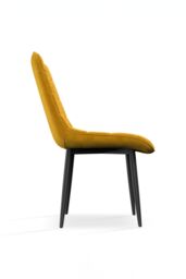 More4Homes Set of 2 Nova Modern Velvet Dining Chair Padded Seat Metal Legs Kitchen in Mustard - thumbnail 4