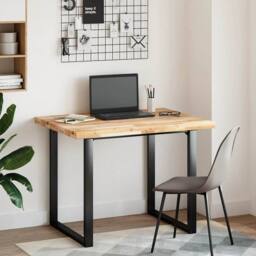 Berkfield Home Versatile Desk Top Untreated 100x80x4 cm Solid Wood Acacia in Brown - Size: 100 x 80 x 4 cm - thumbnail 3