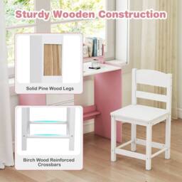 Costway Kids Study Desk & Chair Set Wooden Writing Desk w/Hutch &Storage Shelf - thumbnail 6