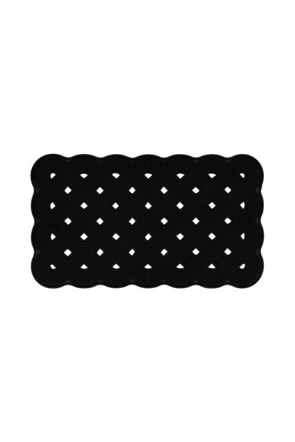 JVL Trellis Rubber Scraper Doormat 40 x 70 cm in Black - Size: 40 cm x 70 cm - image 1