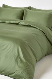 Homescapes Sateen Cotton Flat Sheet 400 TC in Green - Size: Double Flat - thumbnail 4
