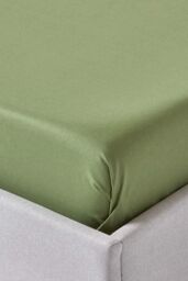 Homescapes Sateen Cotton Flat Sheet 400 TC in Green - Size: Double Flat - thumbnail 3