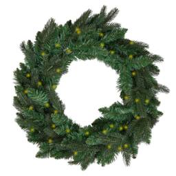 Dibor Traditional Melrose Pre-Lit Front Door Wreath Christmas Wreath 60cm in Green - Size: Large - thumbnail 2
