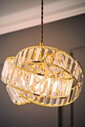 ValueLights Hudson Acrylic Jewel Gold Intertwined Twisted Easy Fit Lamp Shade - thumbnail 2