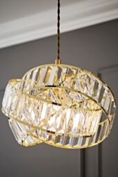 ValueLights Hudson Acrylic Jewel Gold Intertwined Twisted Easy Fit Lamp Shade