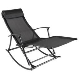 Berkfield Home Garden Rocking Chair Steel & Textilene Black - thumbnail 2