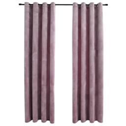 Berkfield Home Blackout Curtains with Rings 2pcs Velvet Antique Pink 140x225cm - Size: 140x225 cm - thumbnail 1