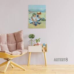 "Artery8 Children Playing on the Beach Cassatt Vintage Canvas Wall Art - Size: W18"" x H24""" - thumbnail 3