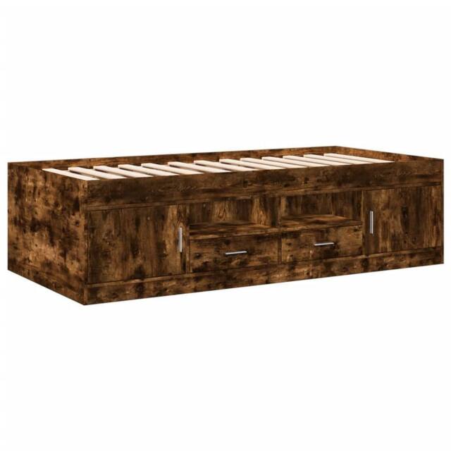 Berkfield Home Versatile Daybed with Drawers without Mattress Smoked Oak 100x200 cm in Brown - image 1