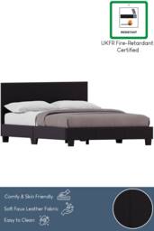 HD Designs Lisbon King Size Faux Leather Bed Frame UKFR Fabric in Black - thumbnail 5