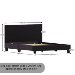 HD Designs Lisbon King Size Faux Leather Bed Frame UKFR Fabric in Black - thumbnail 2