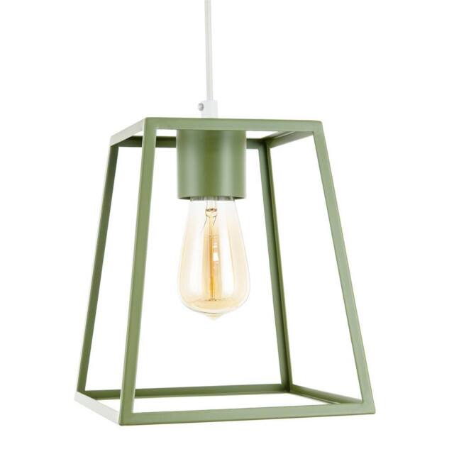 Happy Homewares Olive Green Industrial Lantern Lamp Shade with Square Top & Bottom - image 1