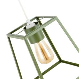 Happy Homewares Olive Green Industrial Lantern Lamp Shade with Square Top & Bottom - thumbnail 3