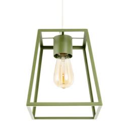 Happy Homewares Olive Green Industrial Lantern Lamp Shade with Square Top & Bottom - thumbnail 5