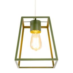 Happy Homewares Olive Green Industrial Lantern Lamp Shade with Square Top & Bottom - thumbnail 6