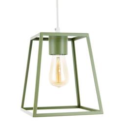 Happy Homewares Olive Green Industrial Lantern Lamp Shade with Square Top & Bottom - thumbnail 1