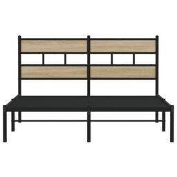 Berkfield Home Metal Bed Frame without Mattress Sonoma Oak 140x190 cm in Brown - thumbnail 4