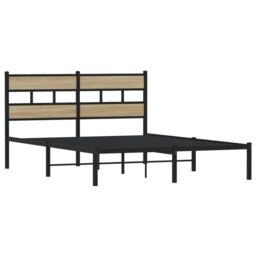 Berkfield Home Metal Bed Frame without Mattress Sonoma Oak 140x190 cm in Brown - thumbnail 3