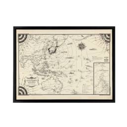"Artery8 Map Ernest Dudley Chase 1944 Pacific Victory Framed Canvas Wall Art Print in Beige - Size: W12"" x H16""" - thumbnail 1